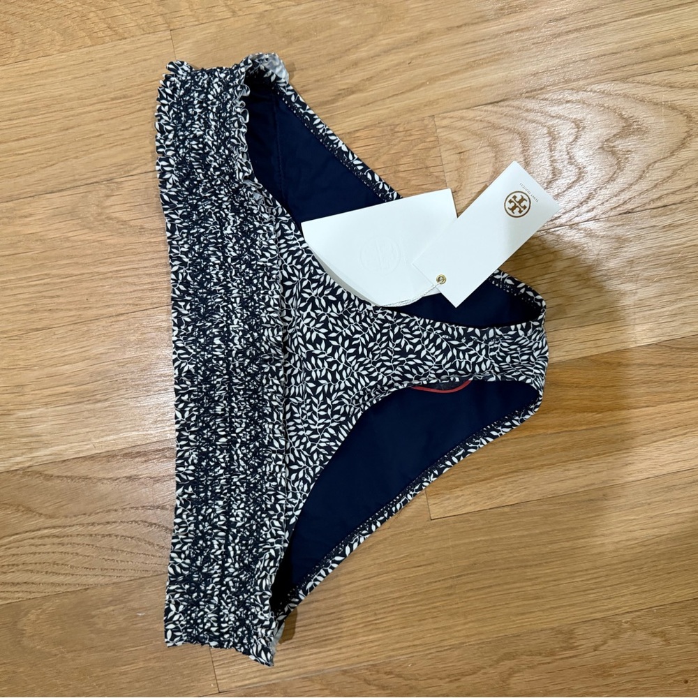 Tory Burch Patterned Bikini Bottom in Navy and White